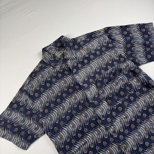 Vintage Robert Stock 100% Silk Floral Pattern Button Down Shirt Mens M